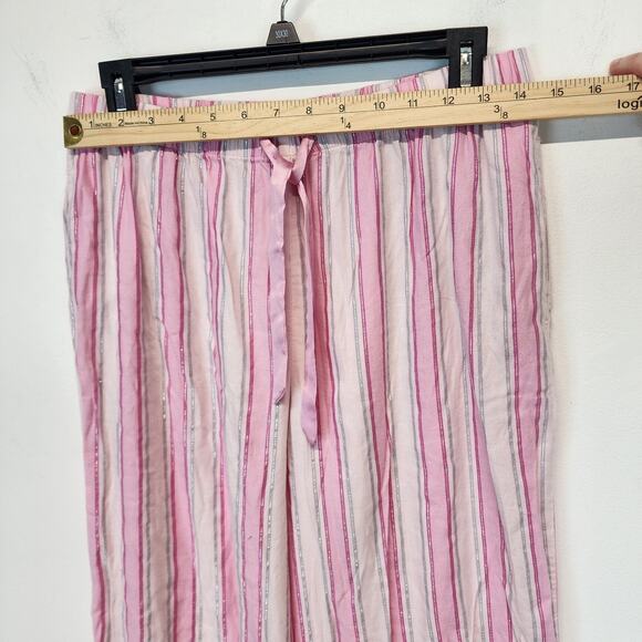 Victoria Secret Pink Metallic Stripe Pajama Set Size M Cotton Modal Blend Iconic - Picture 8 of 15
